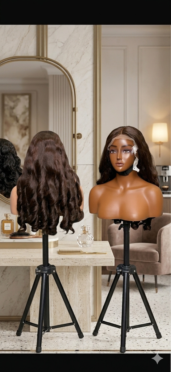28' Raw Human Hair Wig- Ombre Brown Body Wave|4*4 HD Lace Closure