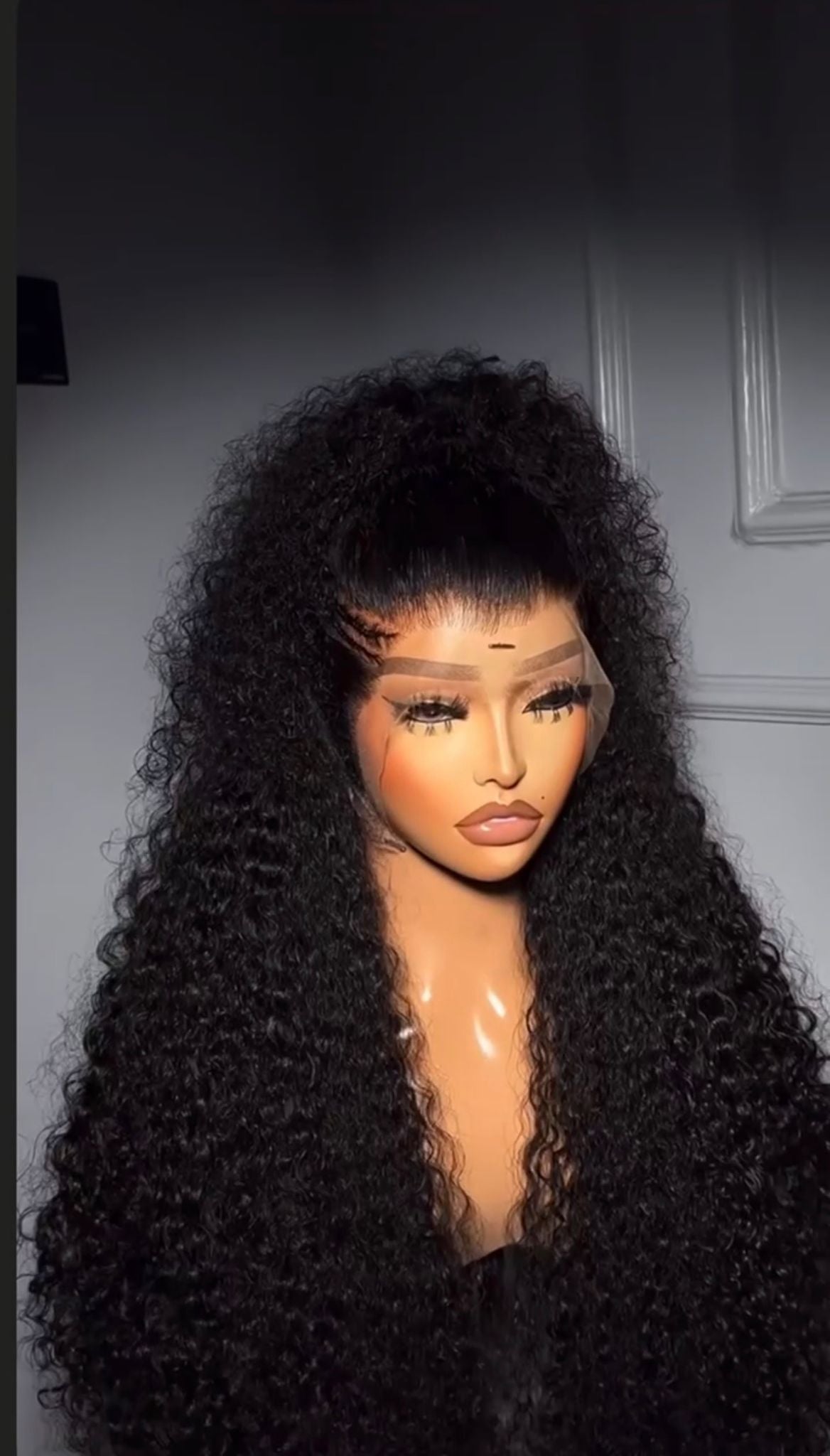 HD Lace Wig – Deep Curly Human Hair – Natural Black | Full Volume