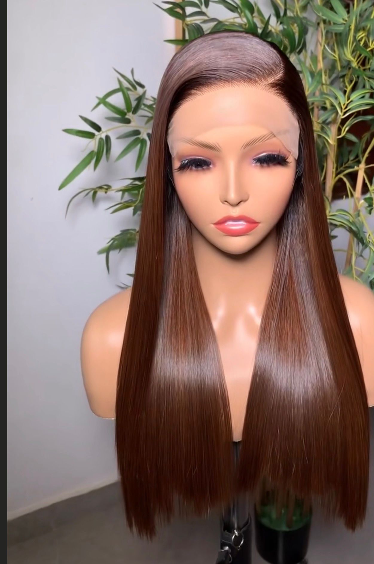HD Lace Wig – Straight Human Hair – Brown Color | Sleek Finish