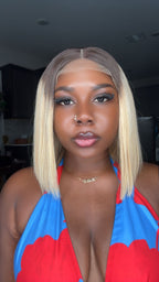 HD Lace Bob Wig – Straight Human Hair – Blonde with Dark Roots | 10 Inch