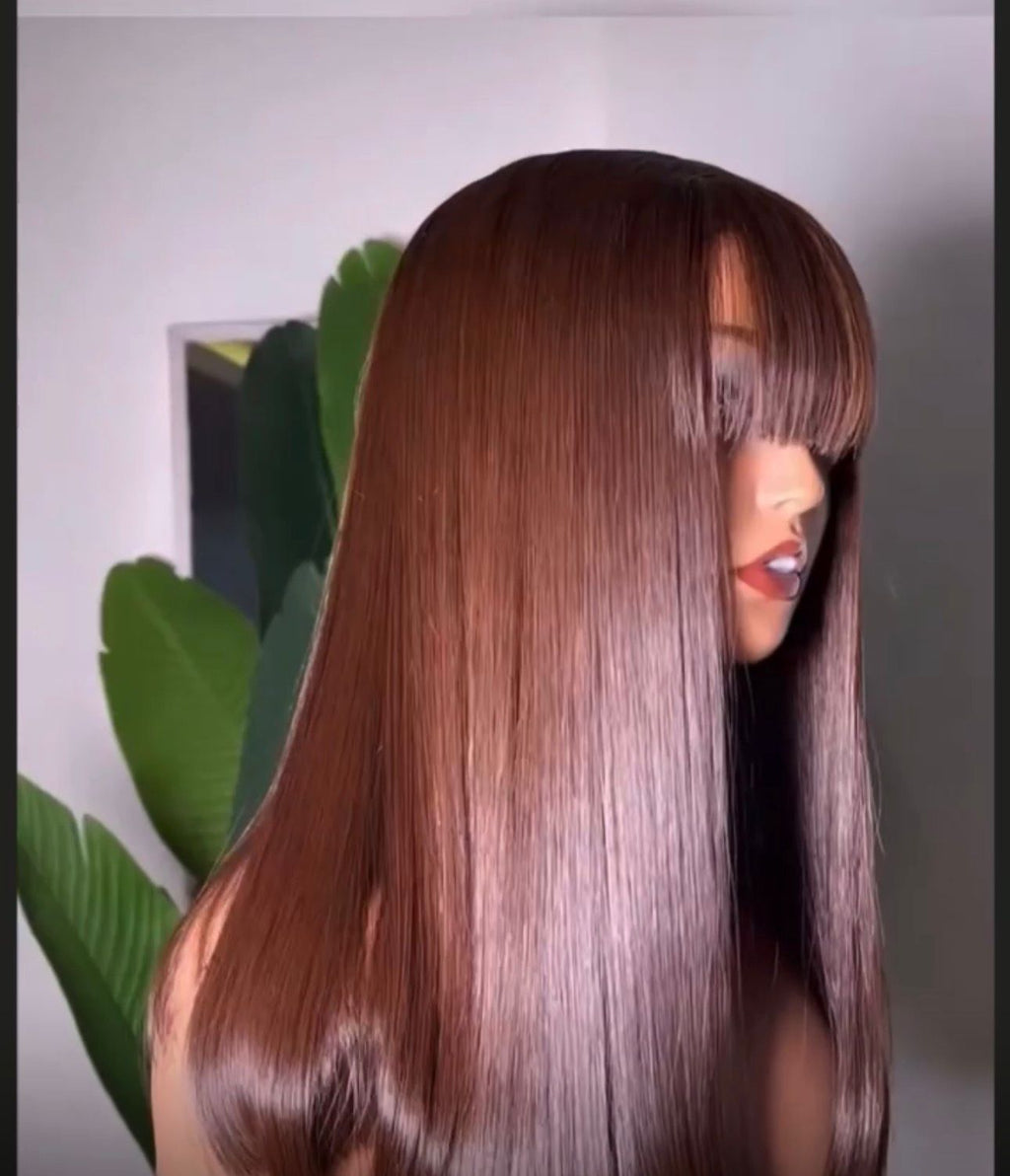 HD Lace Wig – Straight Human Hair – Copper Brown Color | Soft & Natural Finish